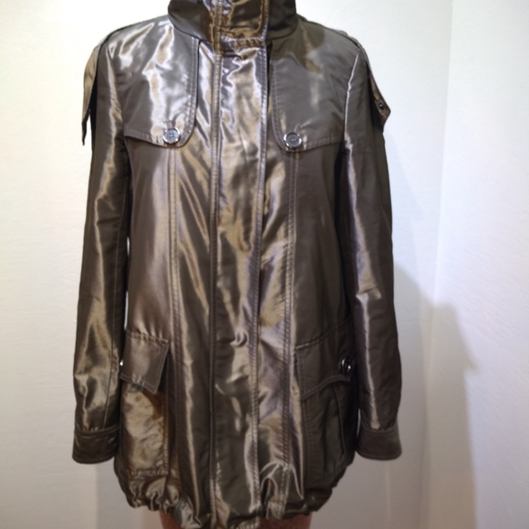 BURBERRY PROSRUM Size 6 Metallic Hooded Coat - Picture 6 of 16